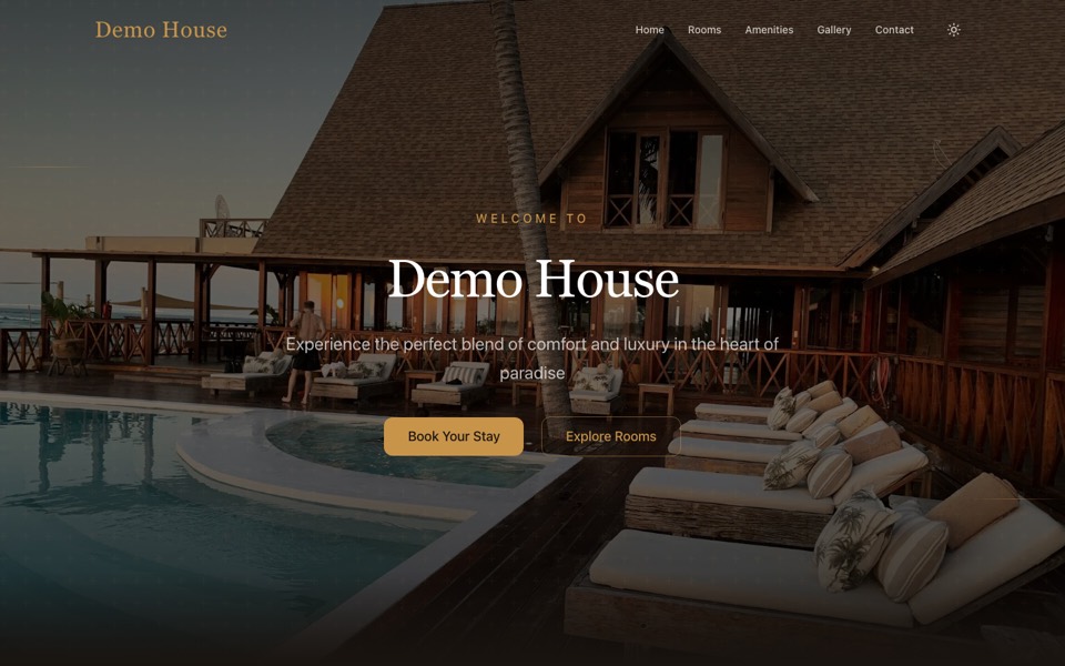 Tangkapan layar beranda situs Demo Guest House
