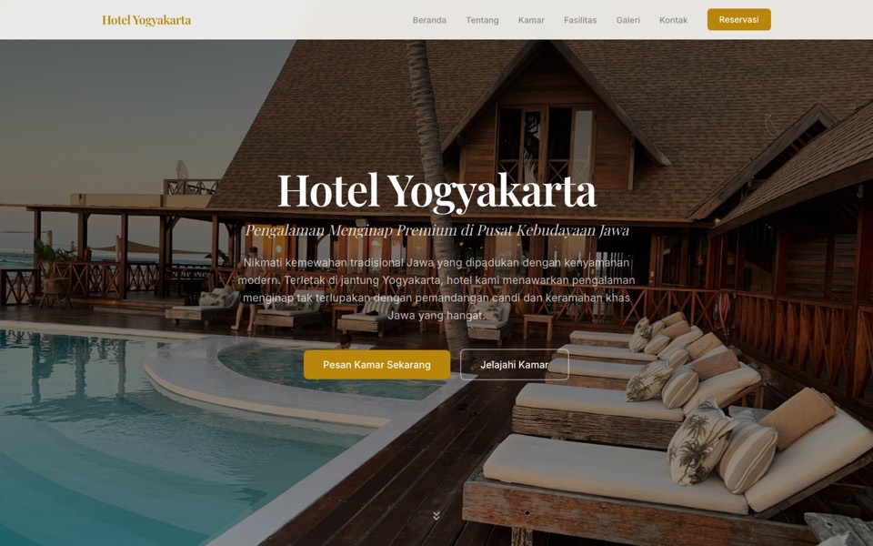Tangkapan layar beranda situs Demo Hotel