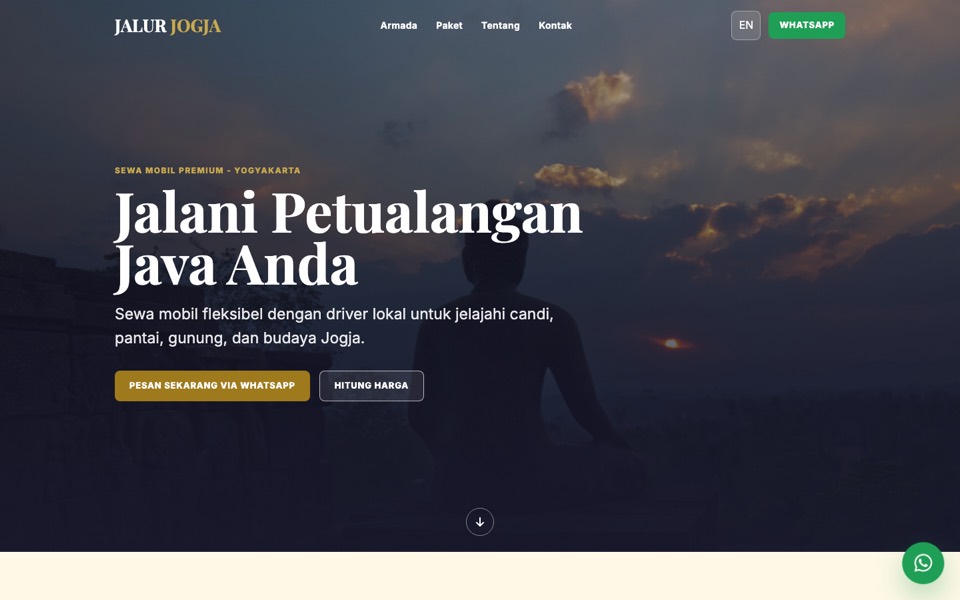 Tangkapan layar beranda situs Demo Rental Mobil